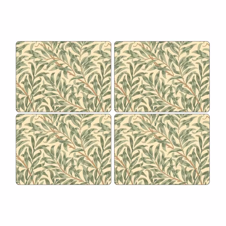 Set de 4 salvamanteles de corcho Spode Willow Bough con diseño floral verde, An/P: 40 x 29 cm
