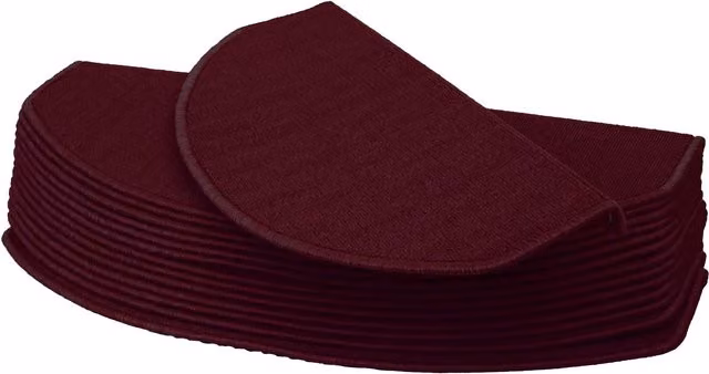 Juego de 15 alfombras para escalera HHG 585 con media caña, antideslizantes y absorbentes de sonido, color burdeos, An/P: 65 x 25 cm