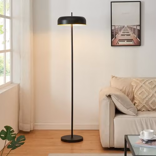 Lámpara de pie moderna Barton de lux.pro en metal negro para lectura en salón o dormitorio, Altura: 159 cm, Pantalla: 35 cm de diámetro