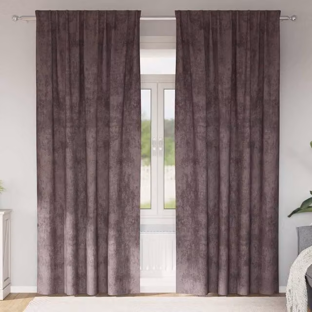 Set de 2 cortinas de terciopelo vidaXL con ojetes, color marrón, semitransparentes y térmicas, An/Al: 140 x 225 cm