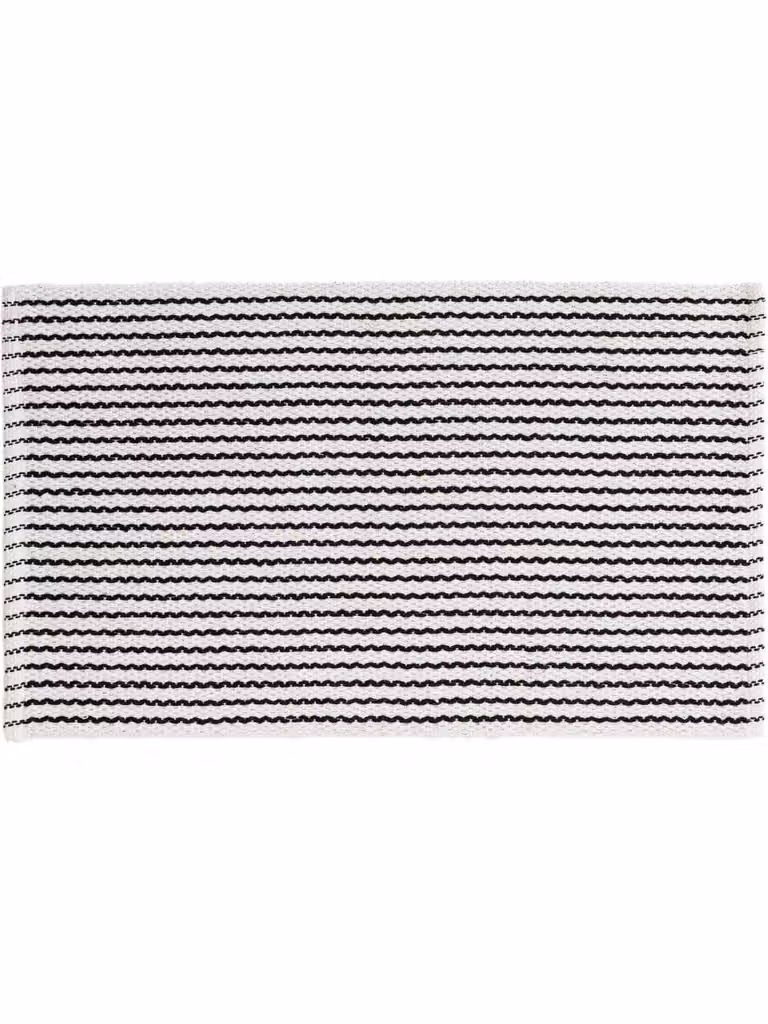 Alfombrilla de baño rectangular de algodón Benuta con diseño de rayas en blanco y negro, An/Al: 50 x 80 cm