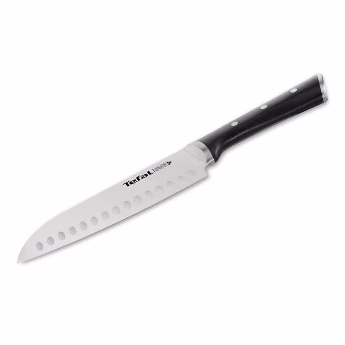 Cuchillo Santoku Tefal Ice Force de 18 cm en color plata con mango de plástico