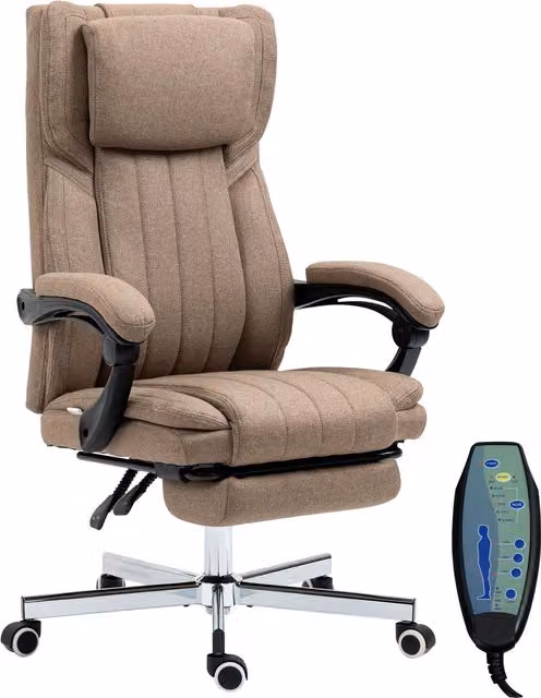 Silla de oficina ejecutiva Vinsetto giratoria y reclinable con reposacabezas y reposapiés, color marrón, An/P/Al: 65 x 61 x 113 cm
