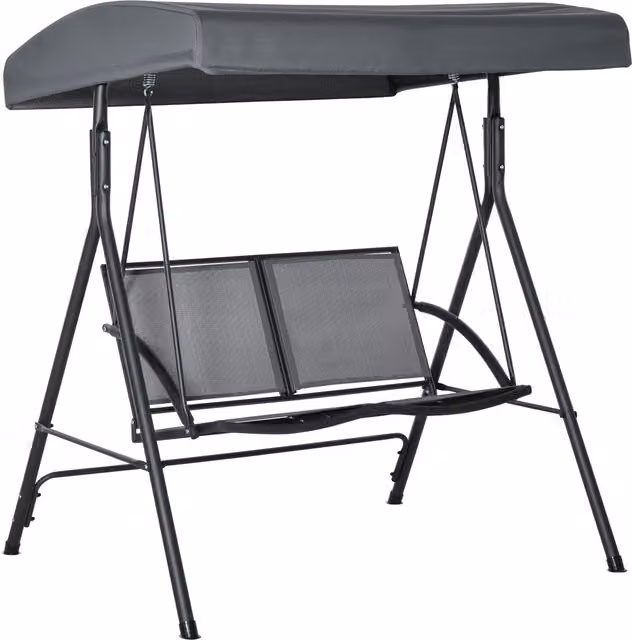 Columpio de jardín Outsunny de 2 plazas con techo ajustable y asientos de textilene en gris oscuro An/P/Al: 140 x 118 x 162 cm