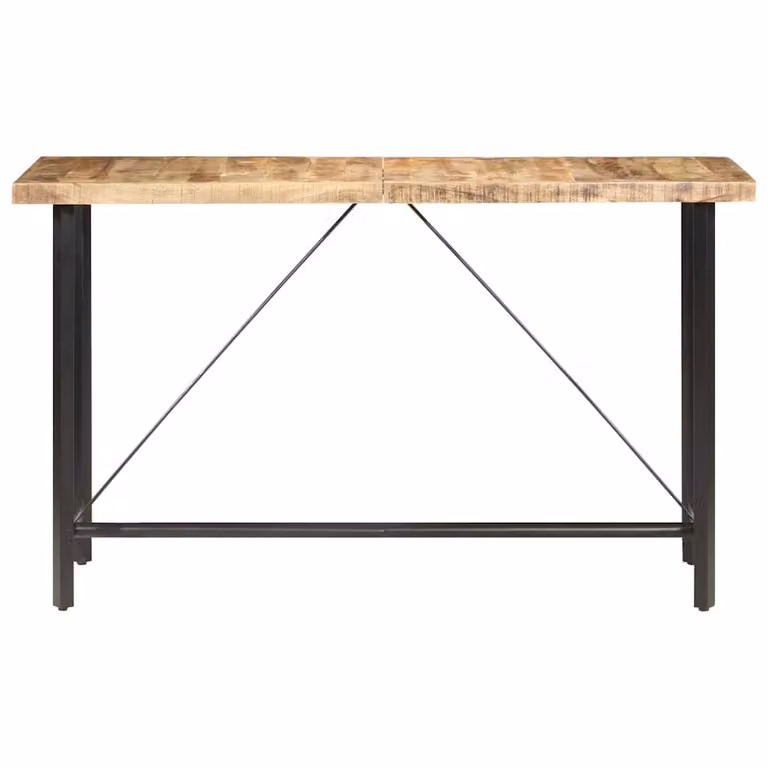 Mesa de bar de madera de mango maciza vidaXL estilo industrial en marrón y negro An/P/Al: 180 x 70 x 107 cm