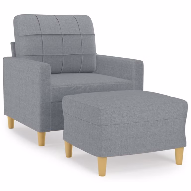 Sillón relax con taburete vidaXL en tela gris claro para salón
