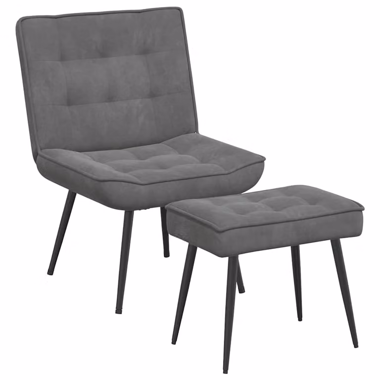 Sillón de relax vidaXL con reposapiés en terciopelo gris oscuro y estructura de madera y metal