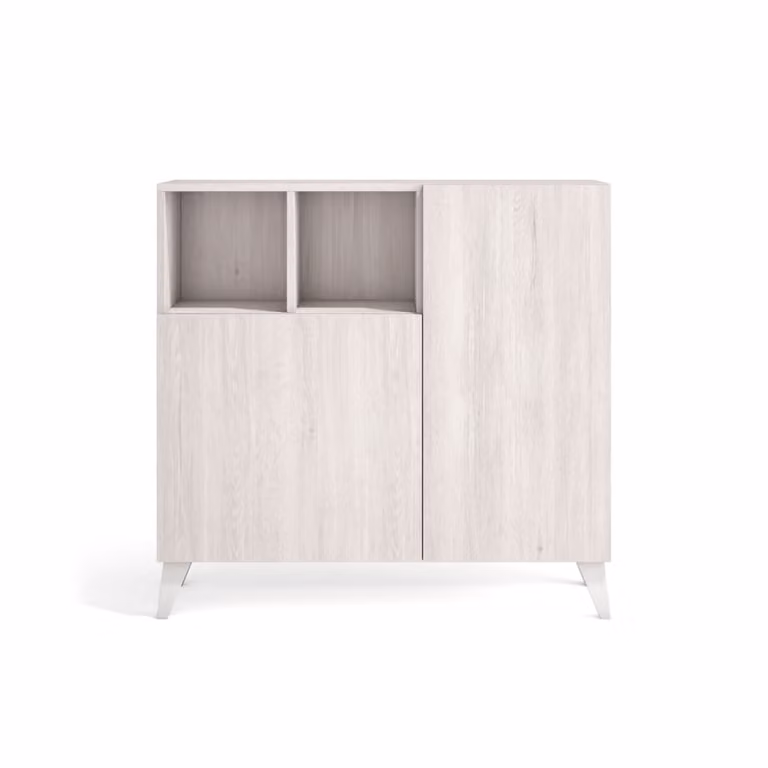 Zapatero de estilo escandinavo HERDASA en color blanco con puertas de cierre suave, An/P/Al: 87 x 27 x 90 cm