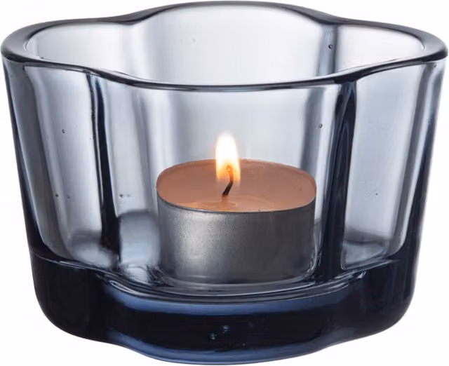 Portavelas tealight Alvar Alto de Iittala en cristal transparente y gris