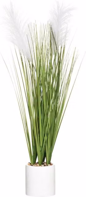 Planta artificial de hierba blanca en vaso de cemento Atmosphera Altura: 70 cm