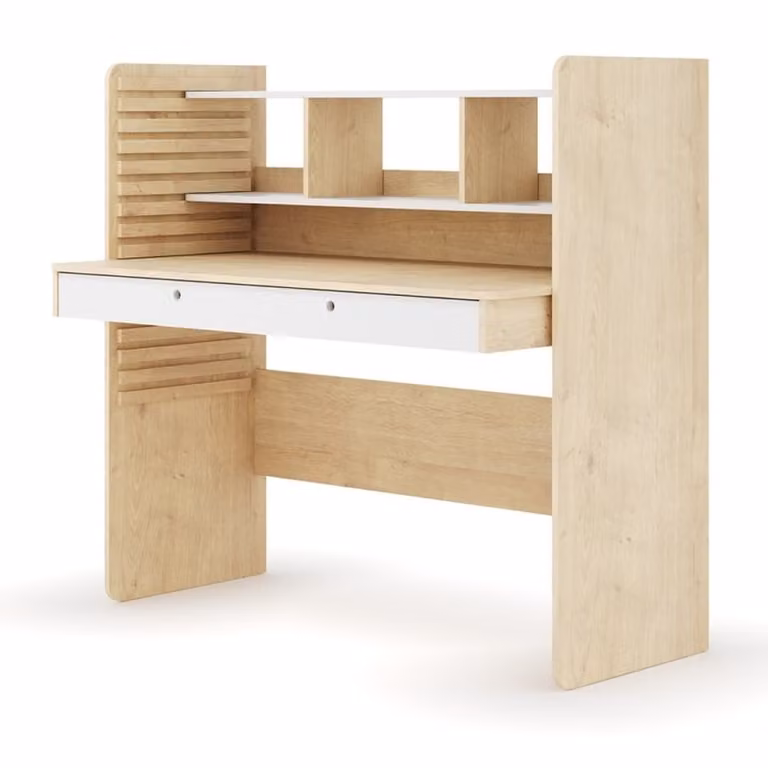 Escritorio evolutivo para niños ID Kids en madera y blanco con altura ajustable An/P/Al: 120.9 x 65.0 x 66.5 cm