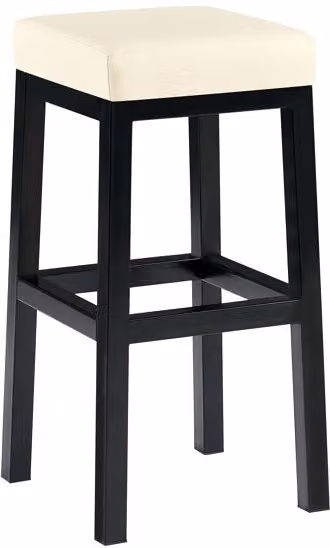 Taburete de bar Taylor con revestimiento de polipiel color crema y estructura de metal negro, An/P/Al: 37 x 37 x 78 cm