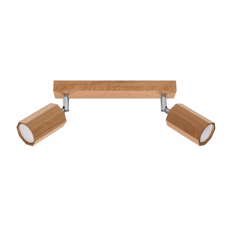 Lámpara de techo Sollux Lighting de madera y metal en color marrón, diseño cilíndrico clásico, Altura: 20 cm