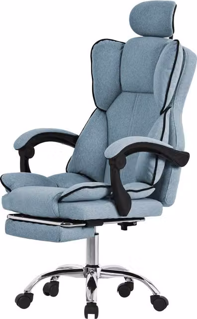 Silla de oficina ergonómica ML DESIGN MODERN LIVING azul con reposacabezas y reposapiés giratoria para adultos