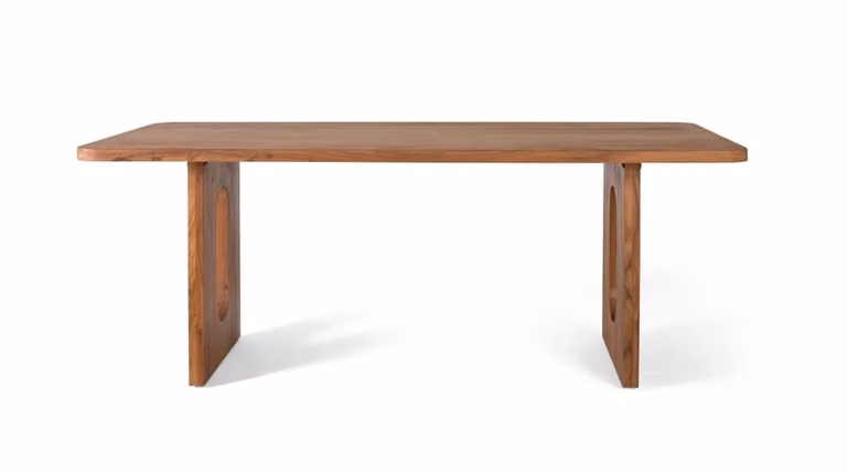 Mesa de comedor de madera maciza de acacia Giner y Colomer estilo rústico moderno, color marrón, An/P/Al: 200 x 76 x 100 cm