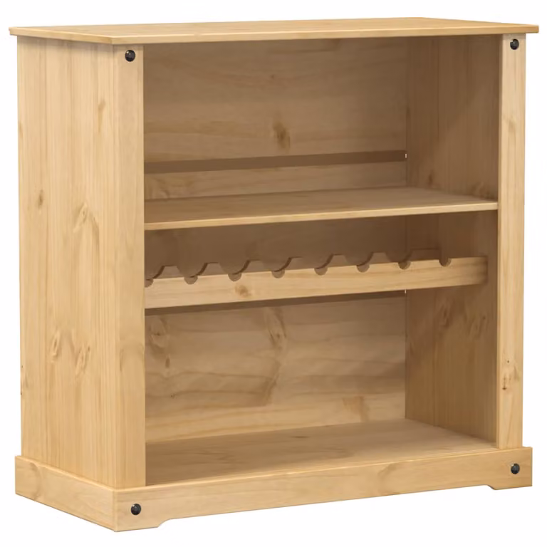 Botellero Corona vidaXL de madera maciza de pino en color marrón y beige, An/P/Al: 107,5 x 51 x 105,5 cm