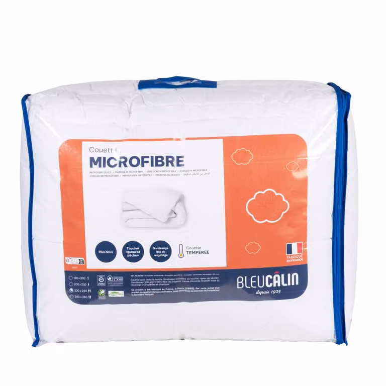 Edredón de microfibra de poliéster reciclado Bleu Câlin blanco An/P: 240 x 220 cm