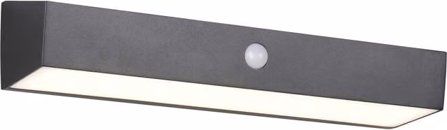 Aplique exterior minimalista RL negro con tecnología solar híbrida LED de 7W, sensor de movimiento PIR y carga USB