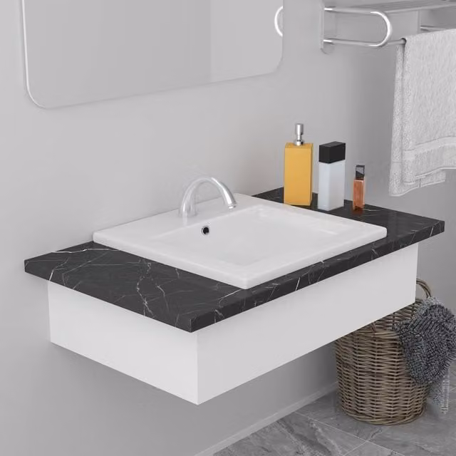 Lavabo encastrado rectangular de cerámica blanco vidaXL An/P/Al: 42 x 39 x 18 cm
