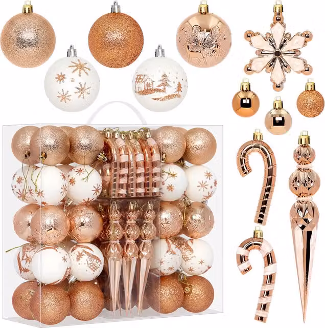 Adornos Navideños StarryLights de Estilo Moderno y Abstracto en Oro Rosa