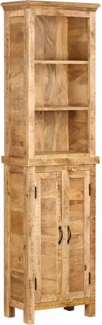 Estantería de madera maciza de mango Helloshop26 color marrón estilo rústico Altura: 180 cm, Ancho: 35.4 cm, Profundidad: 30 cm