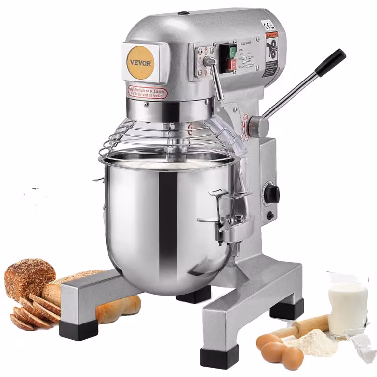 Batidora de pie comercial VEVOR de 14 litros, 1100W, color plata en acero inoxidable