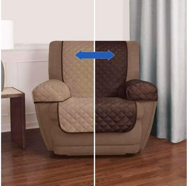Cubierta de doble cara impermeable para sofá de 1 plaza con protector de reposabrazos Mediawave Store, colores marrón o beige, An: 70 cm, Al: 170 cm