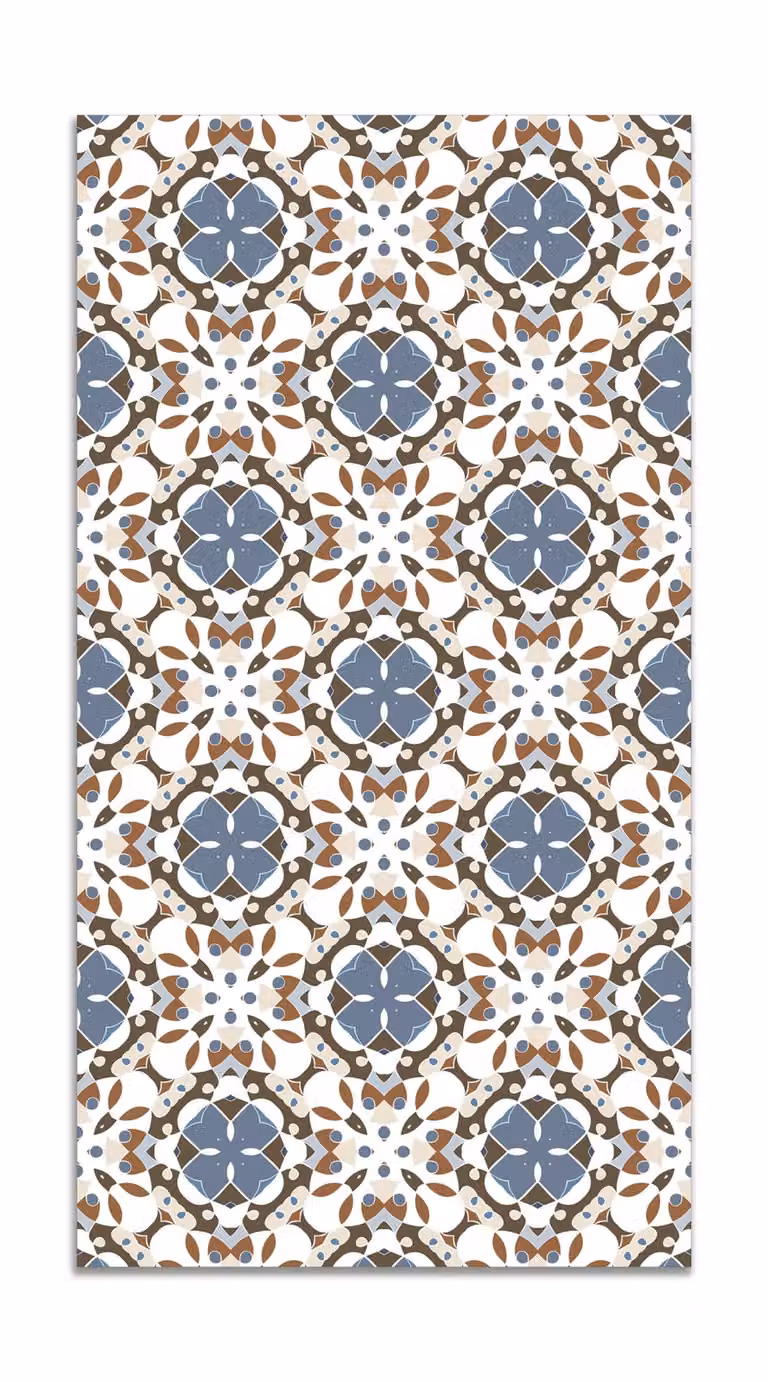 Alfombra vinílica de mosaico oriental azul An/P: 300 x 200 cm