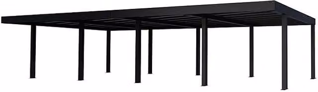 Carport Oslo Palram moderno en color negro con estructura de aluminio y policarbonato, An/Pr: 5,96 x 12 m