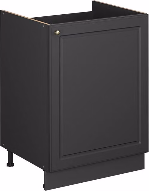 Mueble bajo para fregadero Vicco Fame-Line estilo casa de campo en color antracita y detalles dorados de 60 cm