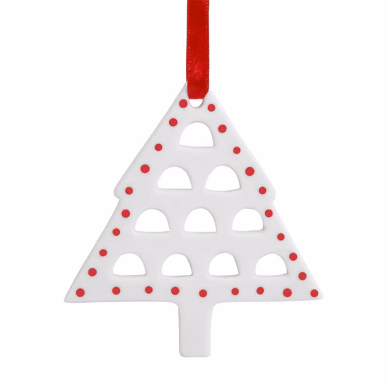Colgante decorativo de Navidad Sia Deco en cerámica con diseño abstracto y puntos en blanco, rojo y negro