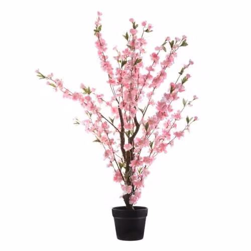 Árbol de cerezo blanco artificial con flores rosadas de Atmosphera, Altura: 100 cm