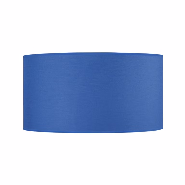 Pantalla de lámpara cilíndrica Tosel en textil azul y blanco con estructura de metal para casquillo E27