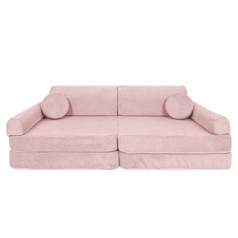 Sofá infantil MeowBaby de 8 módulos en pana rosa de 160 cm