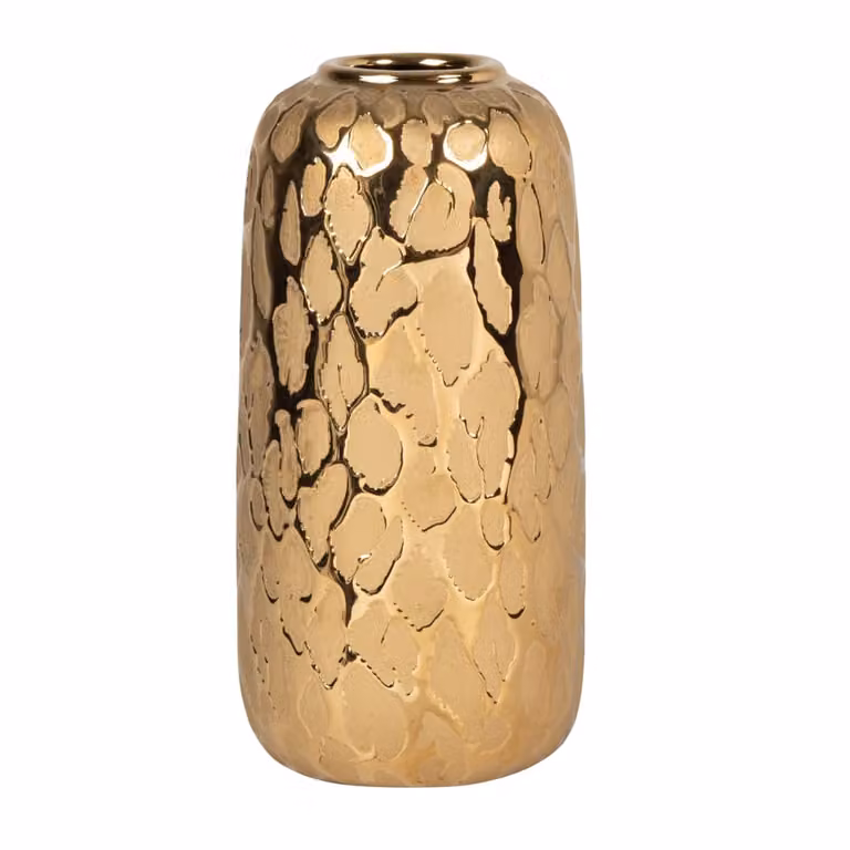 Jarrón de cerámica con diseño abstracto dorado de Maisons du Monde, Altura: 23 cm