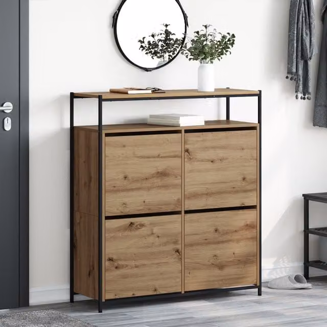 Armario zapatero vidaXL moderno de roble con compartimentos abatibles An/P/Al: 100 x 34 x 112 cm
