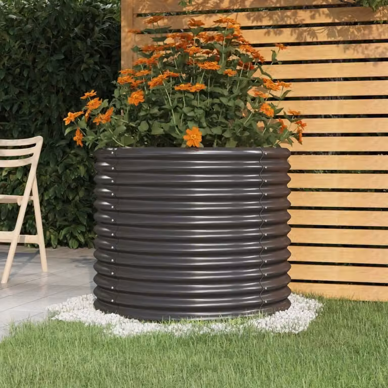Jardinera de acero galvanizado Maison Exclusive en color antracita, An/P/Al: 80 x 80 x 68 cm
