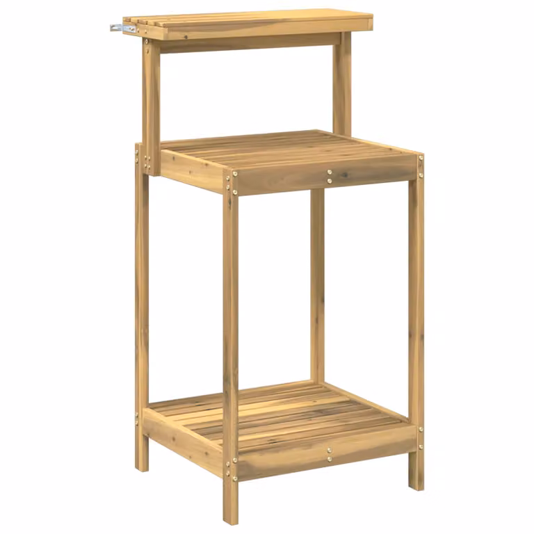 vidaXL Banco de Trasplante de Madera de Acacia para Jardín, Blanco, An: 56,5 cm, P: 48,5 cm, Al: 107 cm