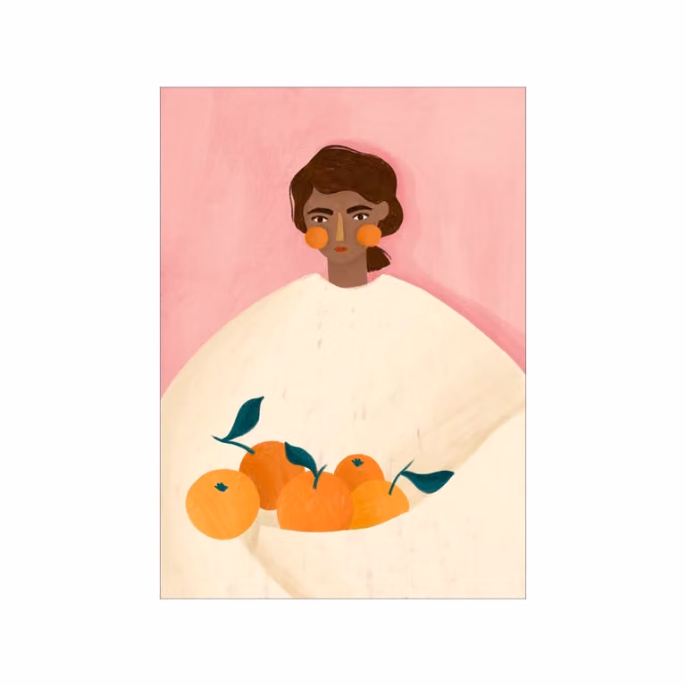 Póster de ilustración abstracta The Woman with the Oranges multicolor, An/P/Al: 30 x 40 cm