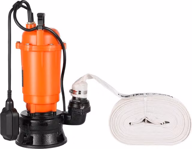 Bomba sumergible de aguas residuales Vevor en hierro fundido de 1500 W, 21000 l/h y altura de 18 m con flotador automático, color naranja
