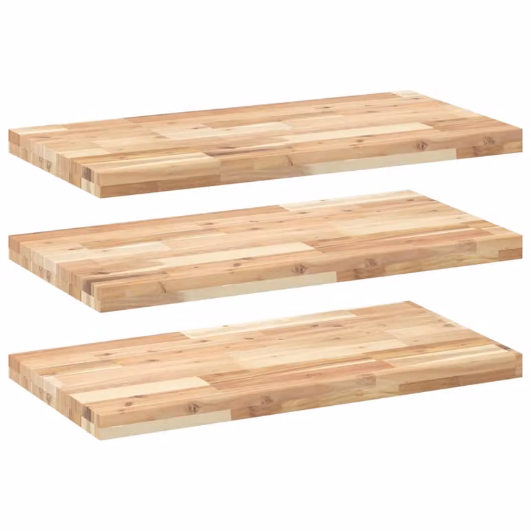 Set de 3 estantes flotantes vidaXL de madera de acacia sin tratar, color marrón, An/P/Al: 100 x 40 x 4 cm