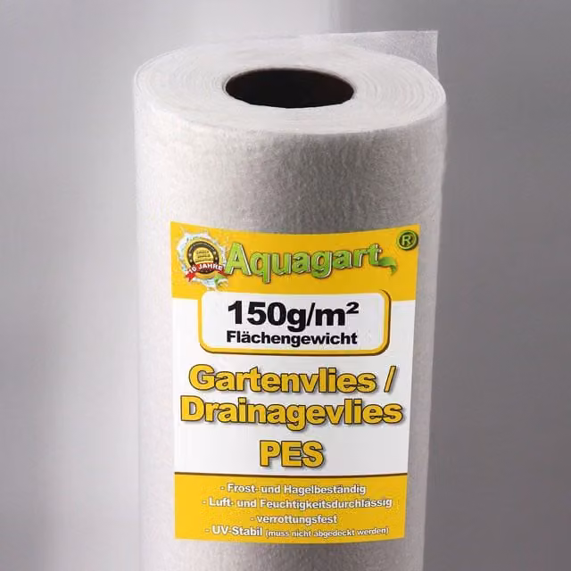Malla geotextil de jardín AQUAGART antihierbas y de drenaje, 337,5 m², Ancho: 1,5 m, 150 g/m²
