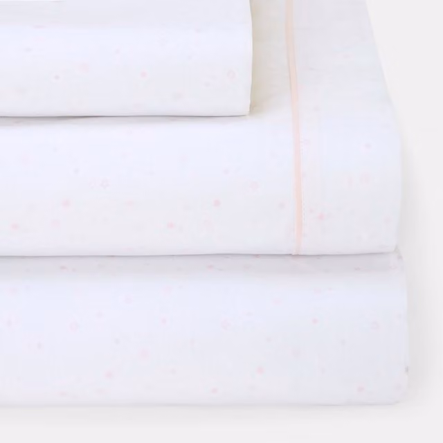 Juego de sábanas Cotton Juice Baby Home Básico de 3 piezas con estrellas en rosa y blanco para bebés