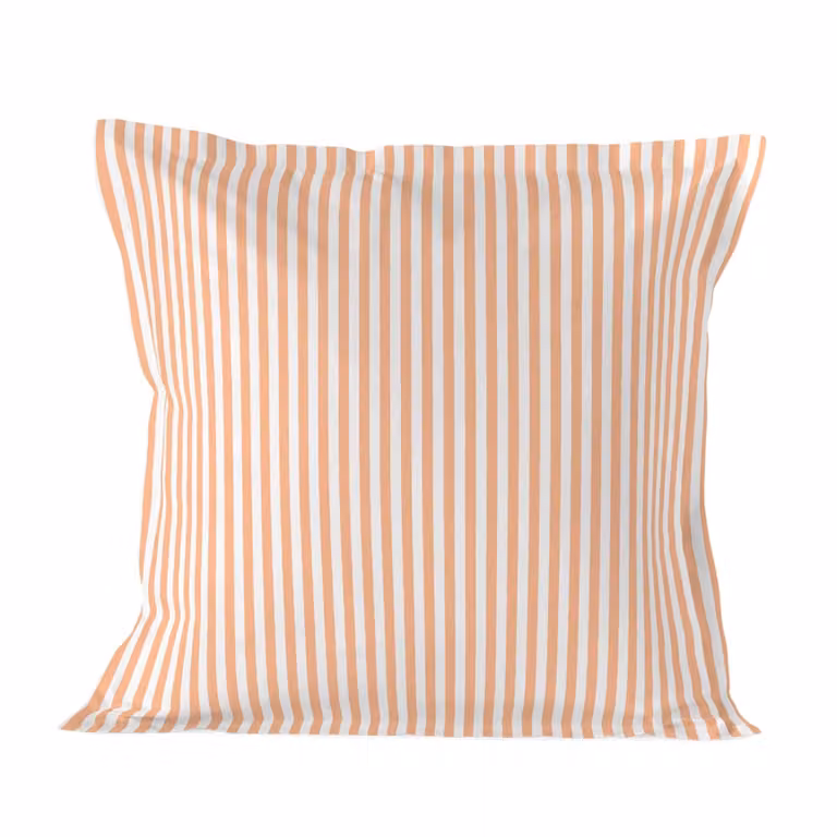 Funda de almohada Happyfriday de algodón con diseño de rayas en rosa y naranja, 80x80 cm