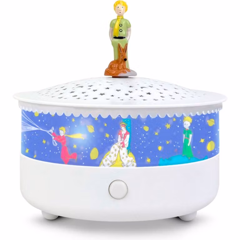 Luz nocturna con proyector de estrellas El Principito de Trousselier en color blanco para niños