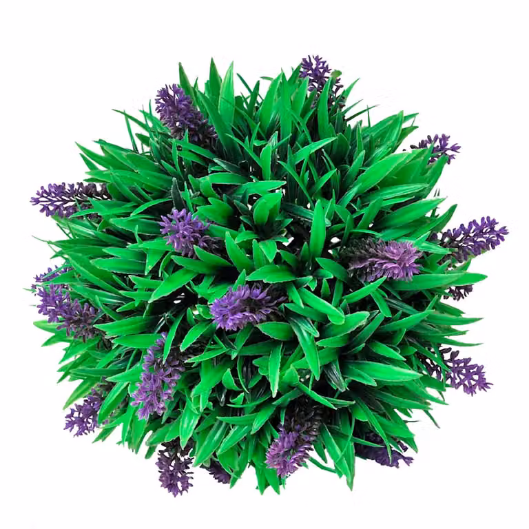 Juego de 2 bolas de boj artificial con lavanda de vidaXL en colores verde y morado, Diámetro: 28 cm