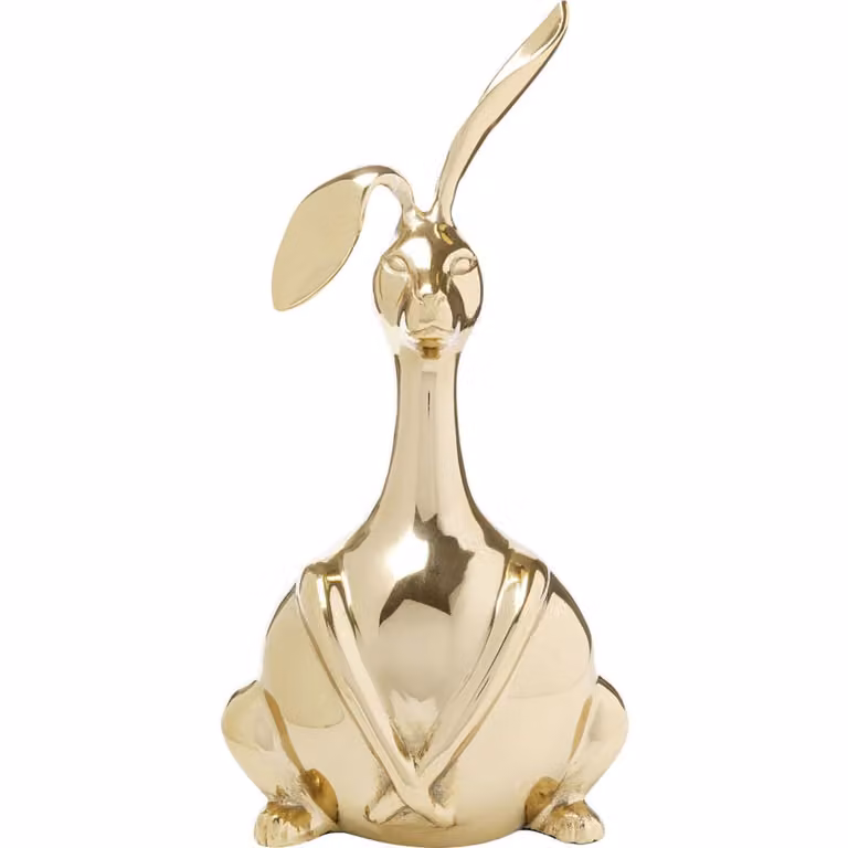 Figura decorativa de conejo Kare Design en color oro y metal, Altura: 37 cm