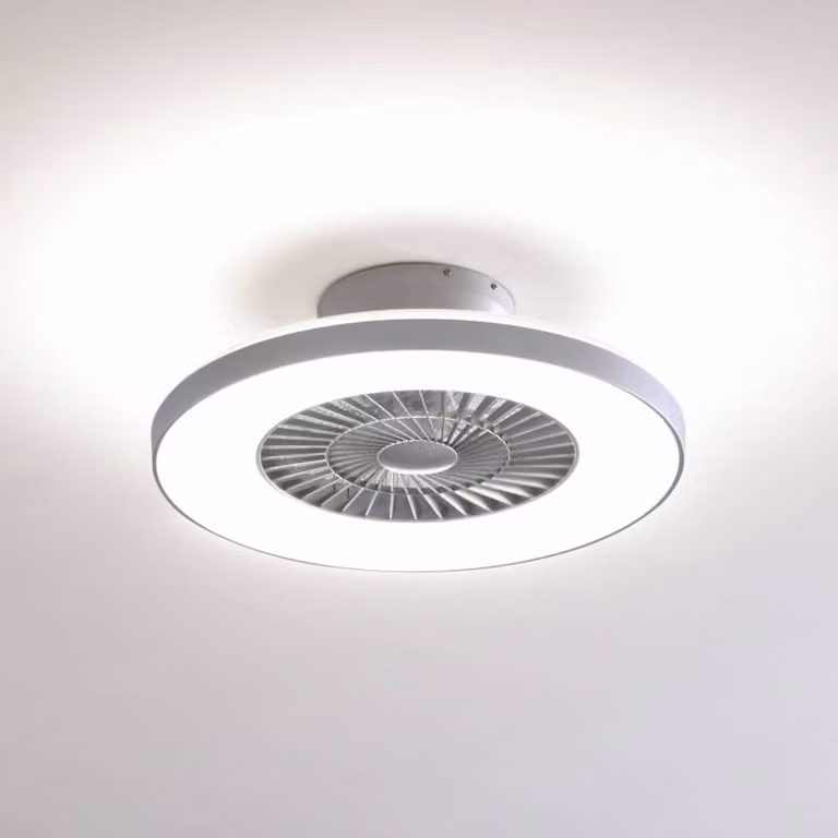 Ventilador de techo inteligente Lindby Paavo con LED, plateado y gris, regulable y compatible con Tuya, Alexa, Google Assistant y Apple HomeKit para salón o comedor