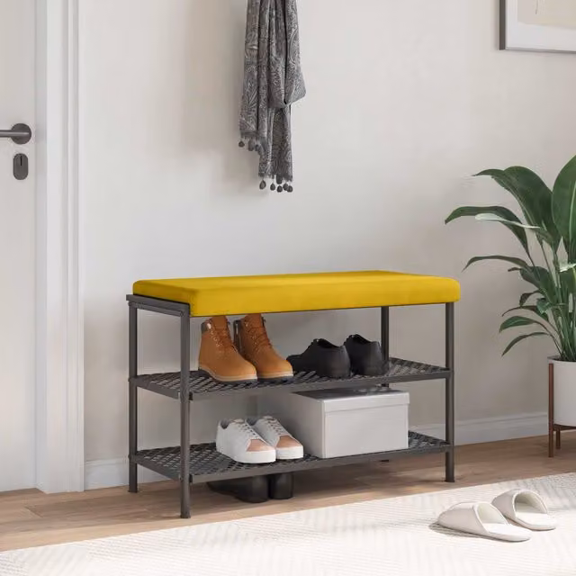 Cojín de banco rectangular de terciopelo amarillo vidaXL con espuma y base antideslizante, Profundidad: 35 cm