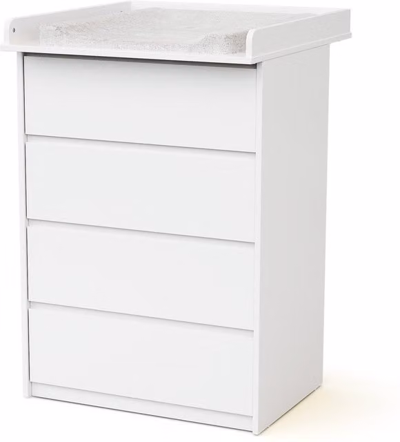 Cómoda cambiador para bebé WEABY de 4 cajones en color blanco con esterilla incluida An/P/Al: 72.5 x 41.7 x 105 cm